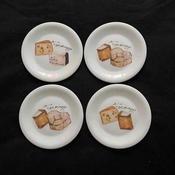 4 – Italian Ceramica Cuore “Formaggi” (“Cheese”) Ceramic Salad/Bread Plates - Picture 1 of 6